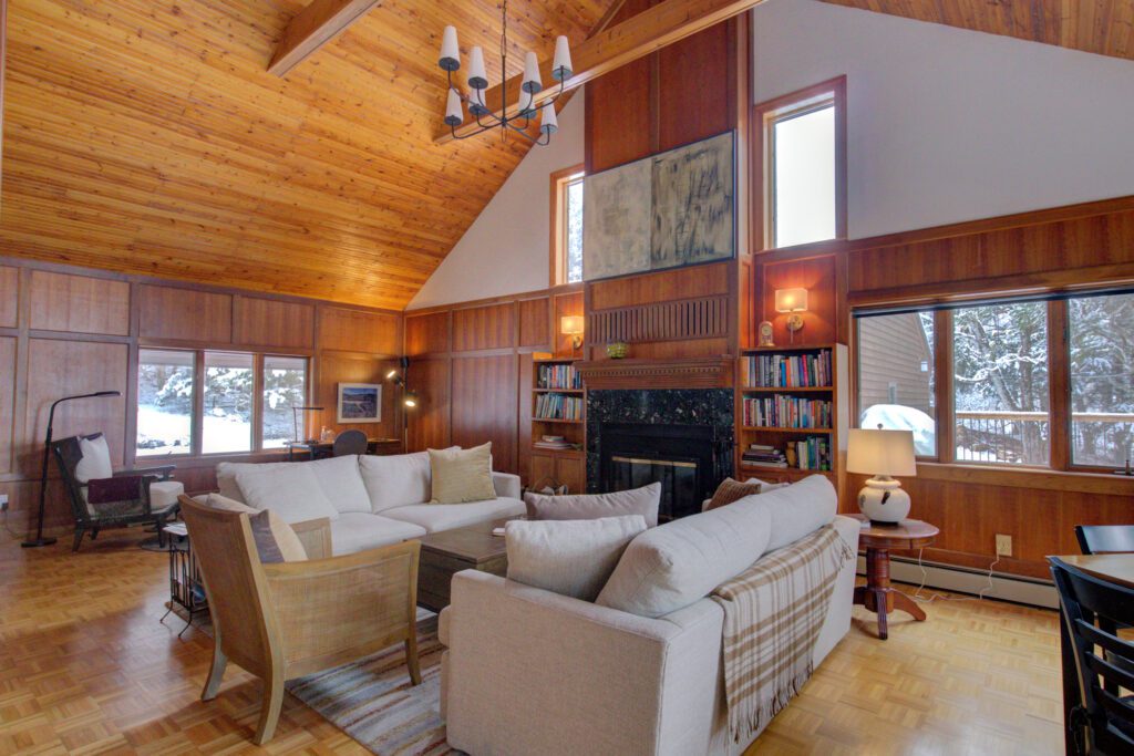 First Floor Living Room and Fireplace In Winter